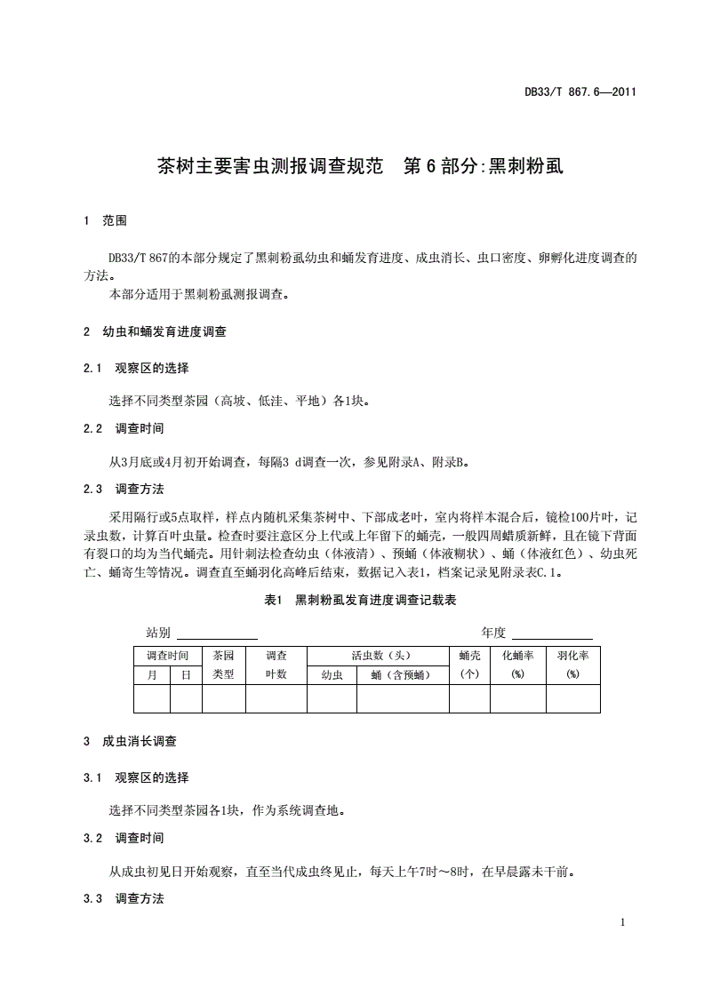 DB33/T 867.6-2012 茶树主要害虫测报调查规范 第6部分：黑刺粉虱-第3页