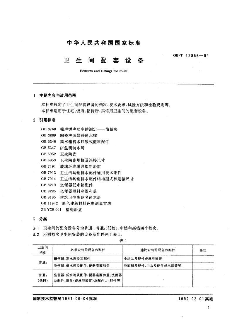 GB/T 12956-1991 卫生间配套设备-第2页