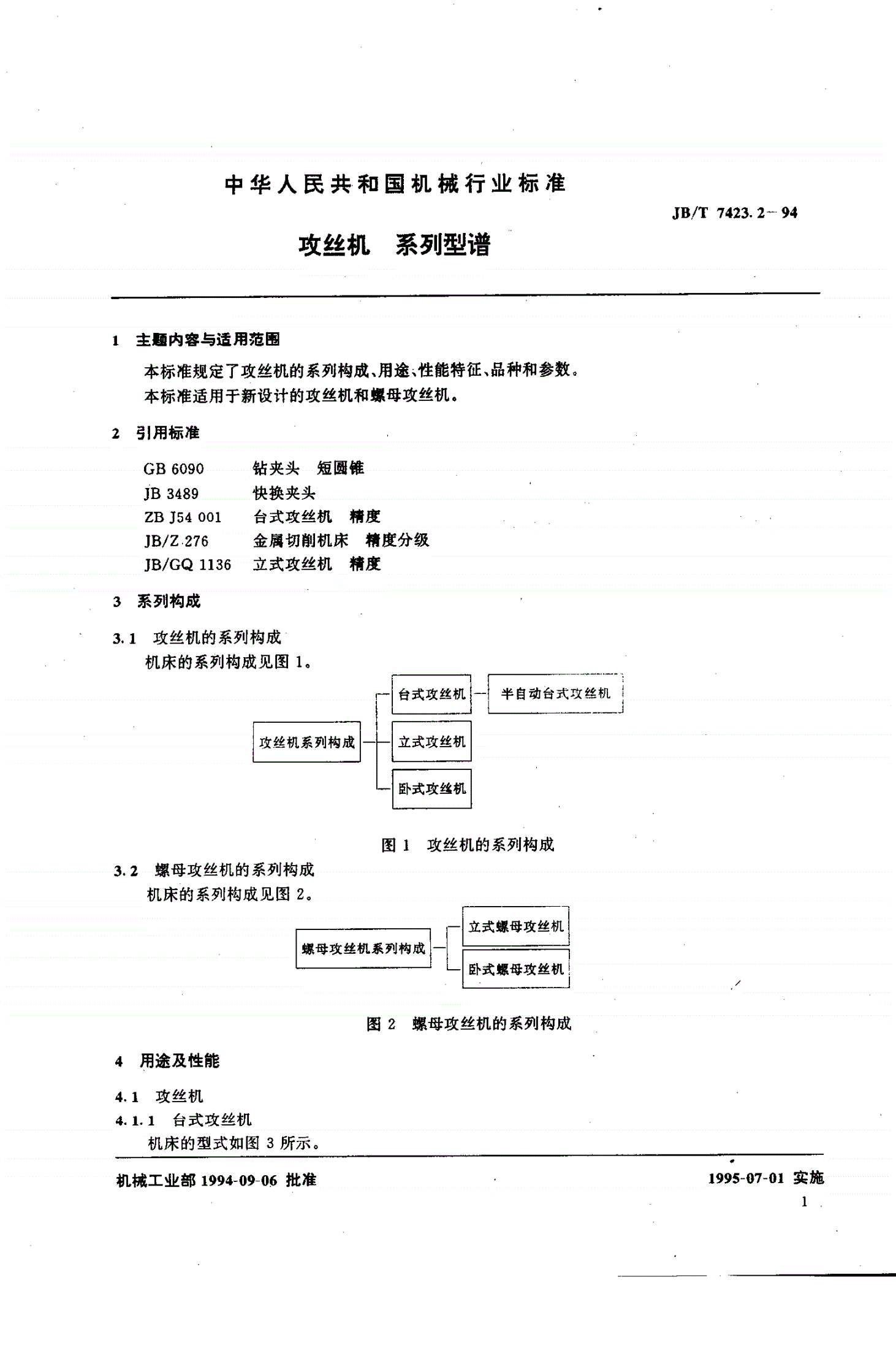JB/T 7423.2-1994 攻丝机 采列型谱-第2页