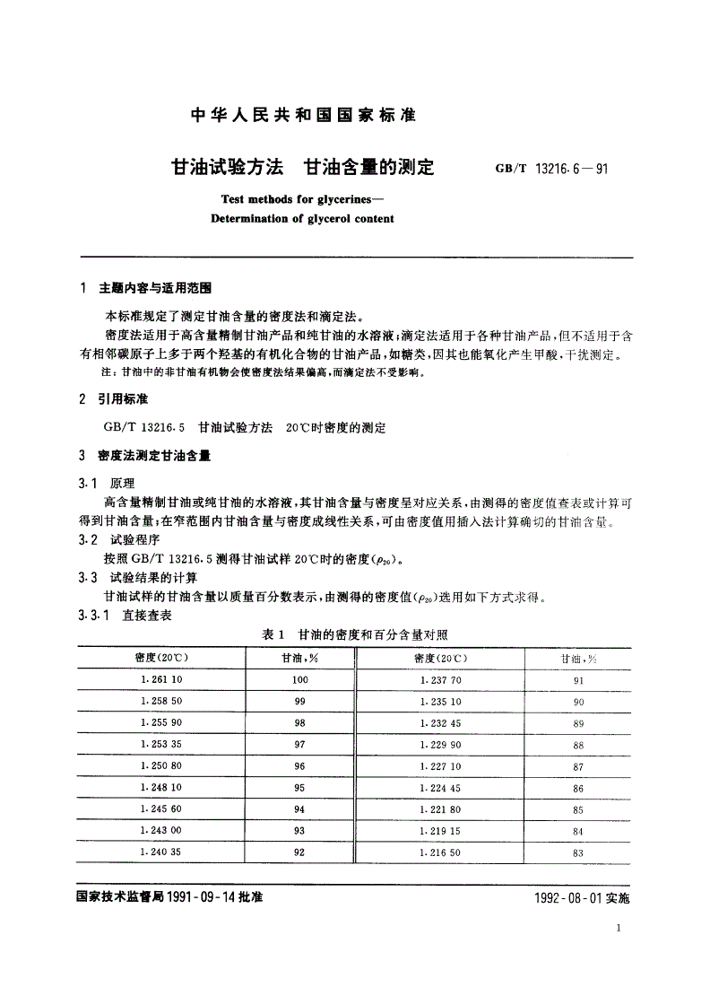 GB/T 13216.6-1991 甘油试验方法 甘油含量的测定-第2页